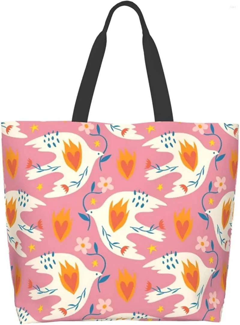 أكياس التخزين حمامة حقيبة حمل كبيرة للنساء قابلة لإعادة الاستخدام بقالة قابلة للطي قابلة للطيور للتسوق اللطيف