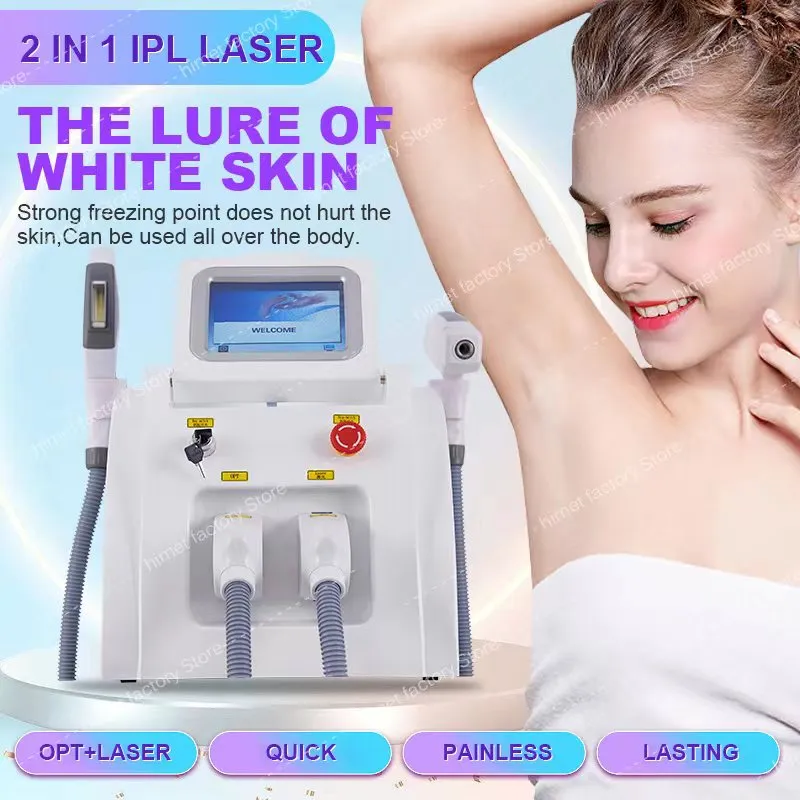 2023 Máquina a laser portátil Novo e-luz multifuncional 2 em 1 opt IPL Tattoo Remov Machie CE Certificado ND YAG Removedor de cabelo Beleza