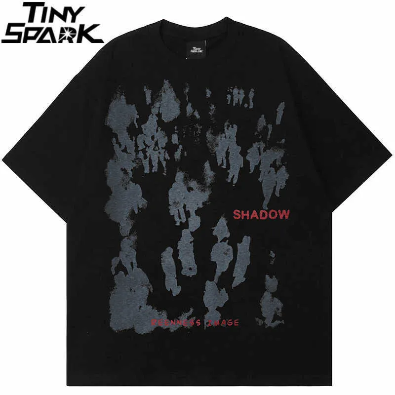 Erkek Tişörtler 2022 Erkekler Hip Hop T-Shirt Street Giyim Gölge Mektup Baskı Tişört Yaz Kısa Kollu Tshirt Harajuku Pamuk Tees Tees T221202