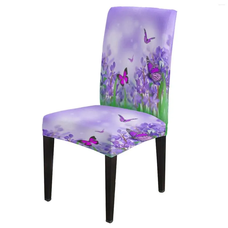 Coperture per sedie Flower e farfalla Coperchio elasticizzato per la sala da pranzo Spandex Slipcovers Sedile Banchetto di matrimonio EL