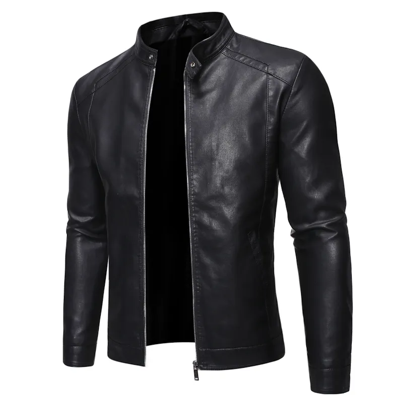 Men's Leather Faux Autumn Casual Fashion Stand Collar Slim PU Jacket Solid Color Men Anti-wind Motorcycle 5XL 221202