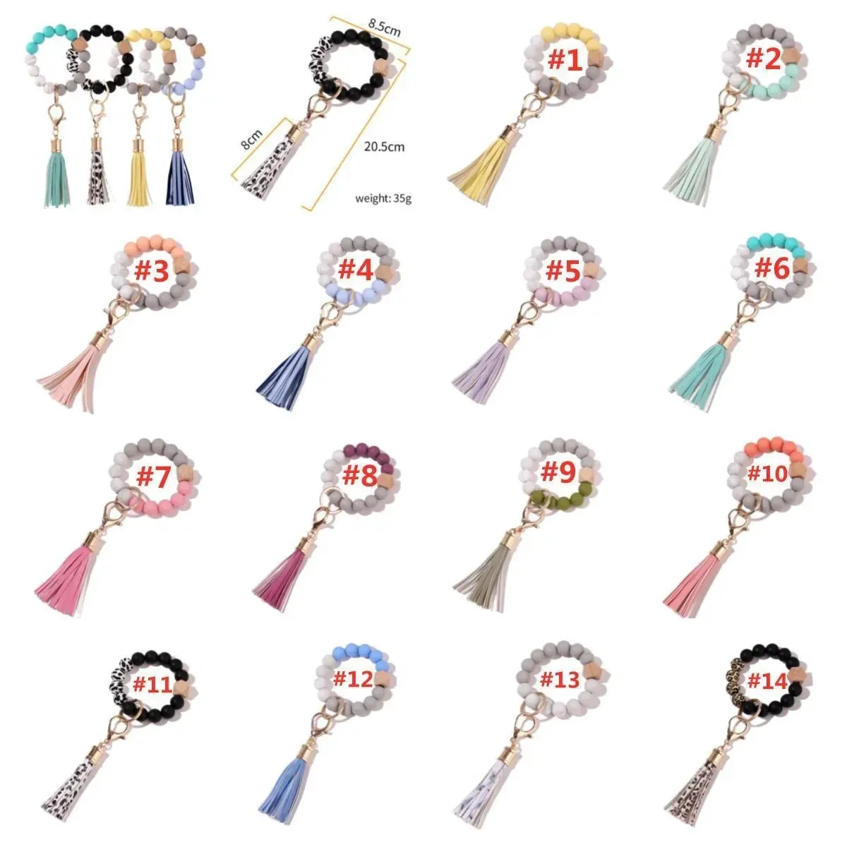 Party Silicone Wooden Beads Keychain Suede Tassel Bracelet Keyring Anti-lost Bangle Key Ring for Home Wood Beaded Crafts Car Decoration Pendant new