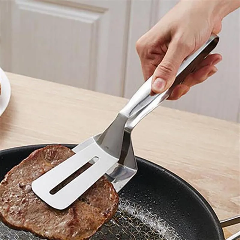 304 Aliments en acier inoxydable Tong Tong Spatule Pain polyvalent Viande Vegetable Clip BBQ Clip Home Camping Cooking Tools