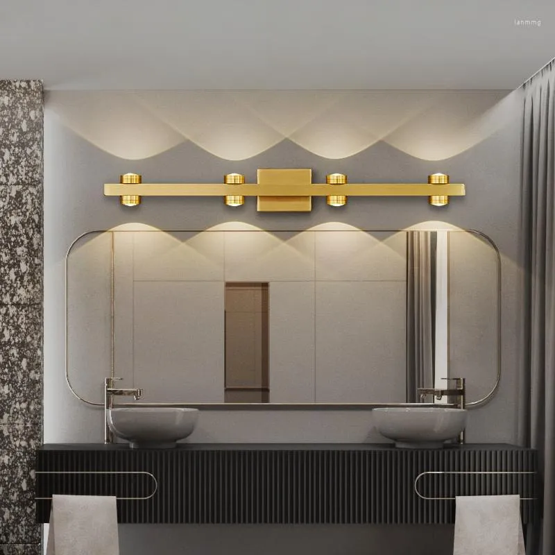 벽 램프 deyidn 현대 구리 LED 거울 라이트 침실 휴대용 욕실 세면대 메이크업을위한 긴 허영