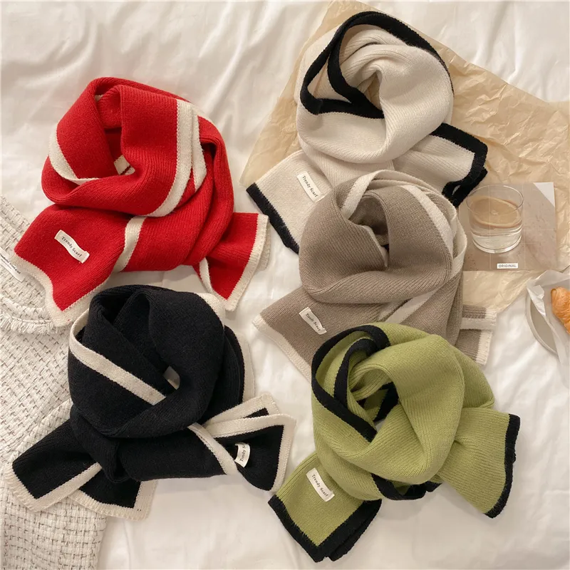 Halsdukar Fashion Solid Warm Cashmere Scarf For Women Winter Design Knittat Neckercheif tjockt ullgarn sjal nacke wrap bufandas ljudd￤mpare 221202