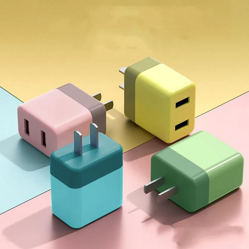 Custom Colorful Double Hole Socket High Capacity Fast Charger USB 20W Plug Wall Charger B210