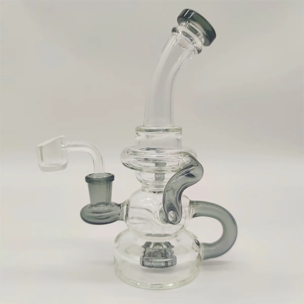 2022 8 inch helder zwart glazen waterpijp bong dabber rig recycler pijpen bongs rookpijpen 14,4 mm vrouwelijk gewricht met reguliere bowlbanger