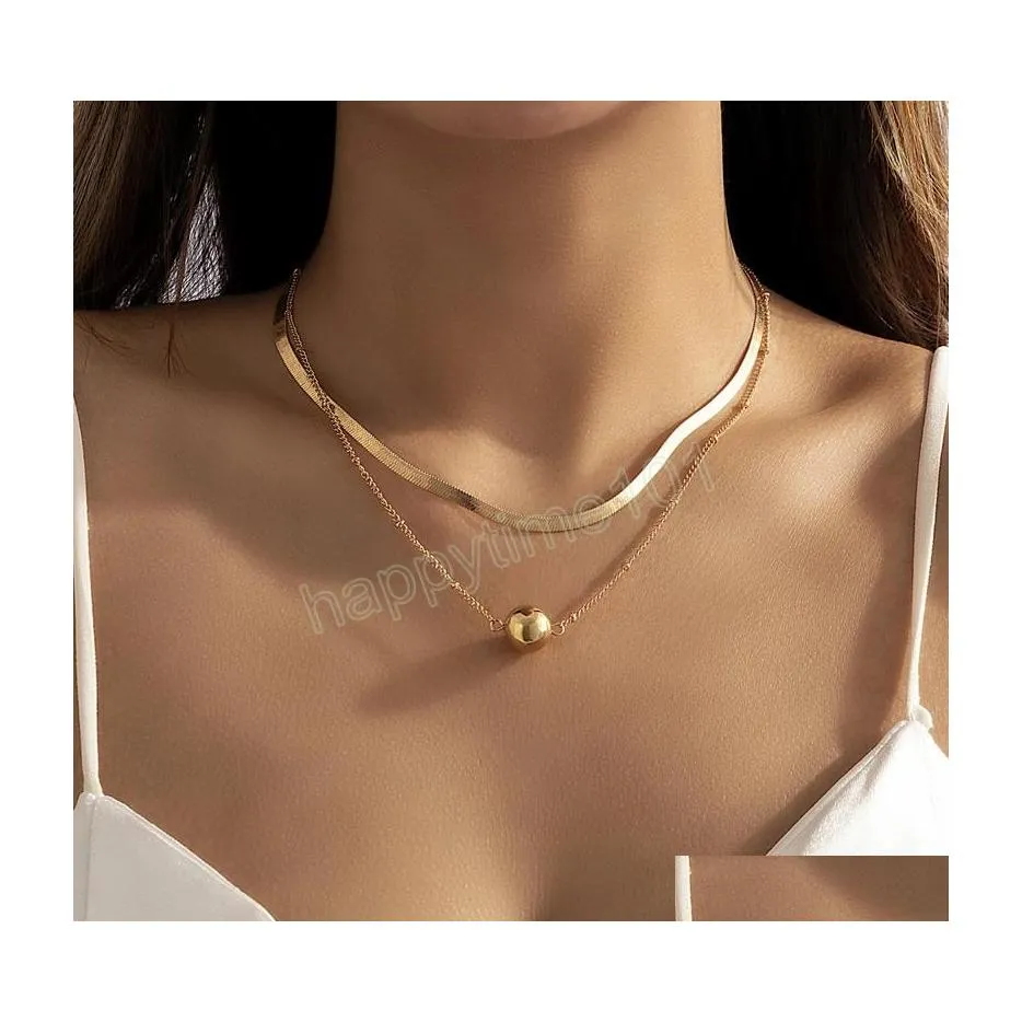 펜던트 목걸이 고딕 단순한 평평한 뱀 쇄골 체인 목걸이 여자 Colar Vintage Ball Pendant Choker Aesthetic Neck Jewelry AC DH1KZ