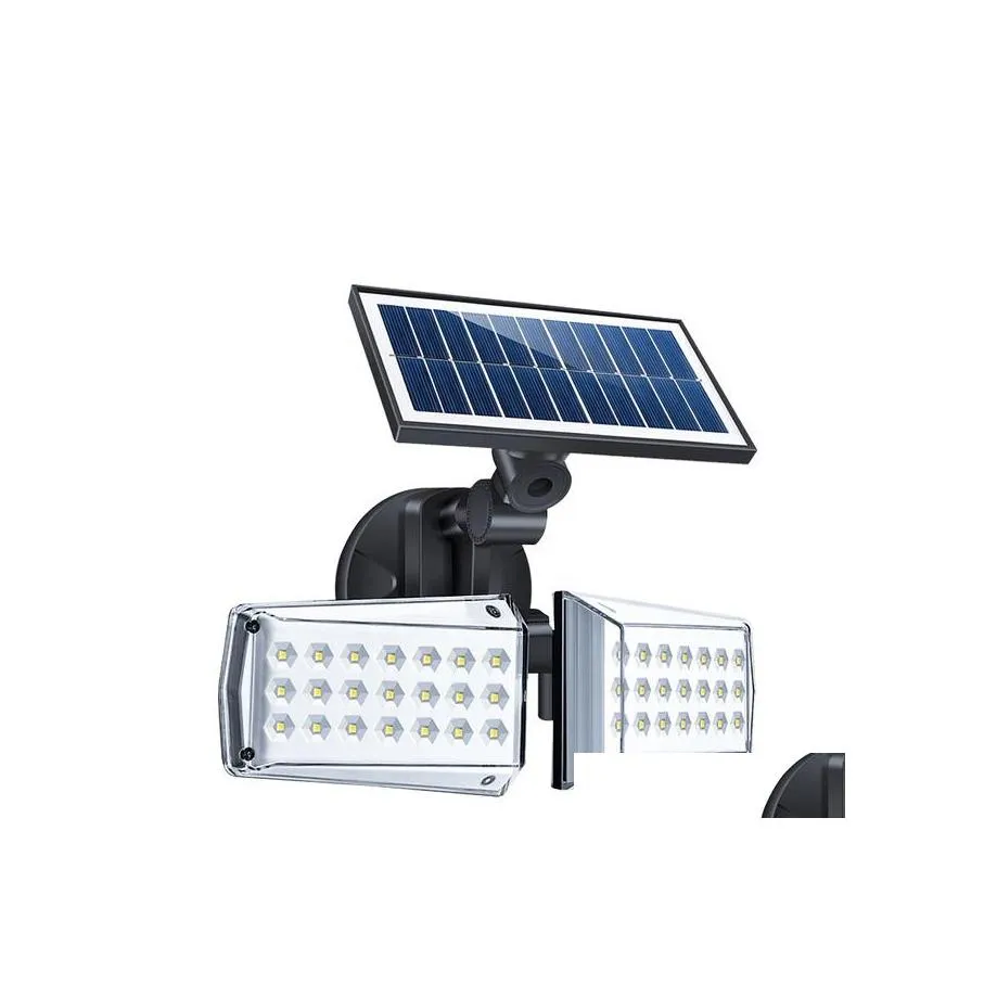 Güneş Duvar Işıkları 20W 42LED 80COB ÇOCUK KAFA IŞIK IP65 Su geçirmez lamba Radar Mikrodalga İndüksiyonu Roatable Dış Mekan DHDRS