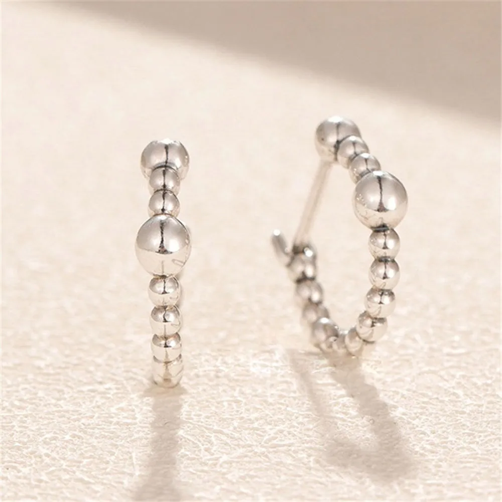 925 Sterling Silver String of Beads Hoop ￶rh￤ngen passar europeisk pandora stil smycken mode￶rh￤ngen