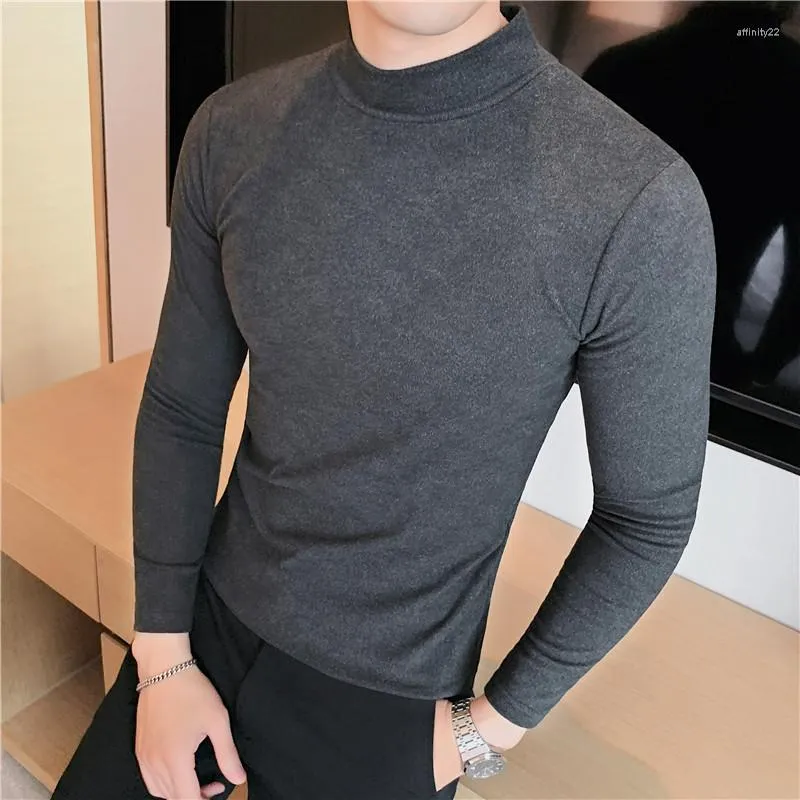 Erkekler Tişörtleri 2022 Erkekler Üst düzey uzun kollu T-shirt/erkek ince ft yüksek yakalı sıkı iç çamaşırı/erkek eğlence seti baş tişört artı boyutu