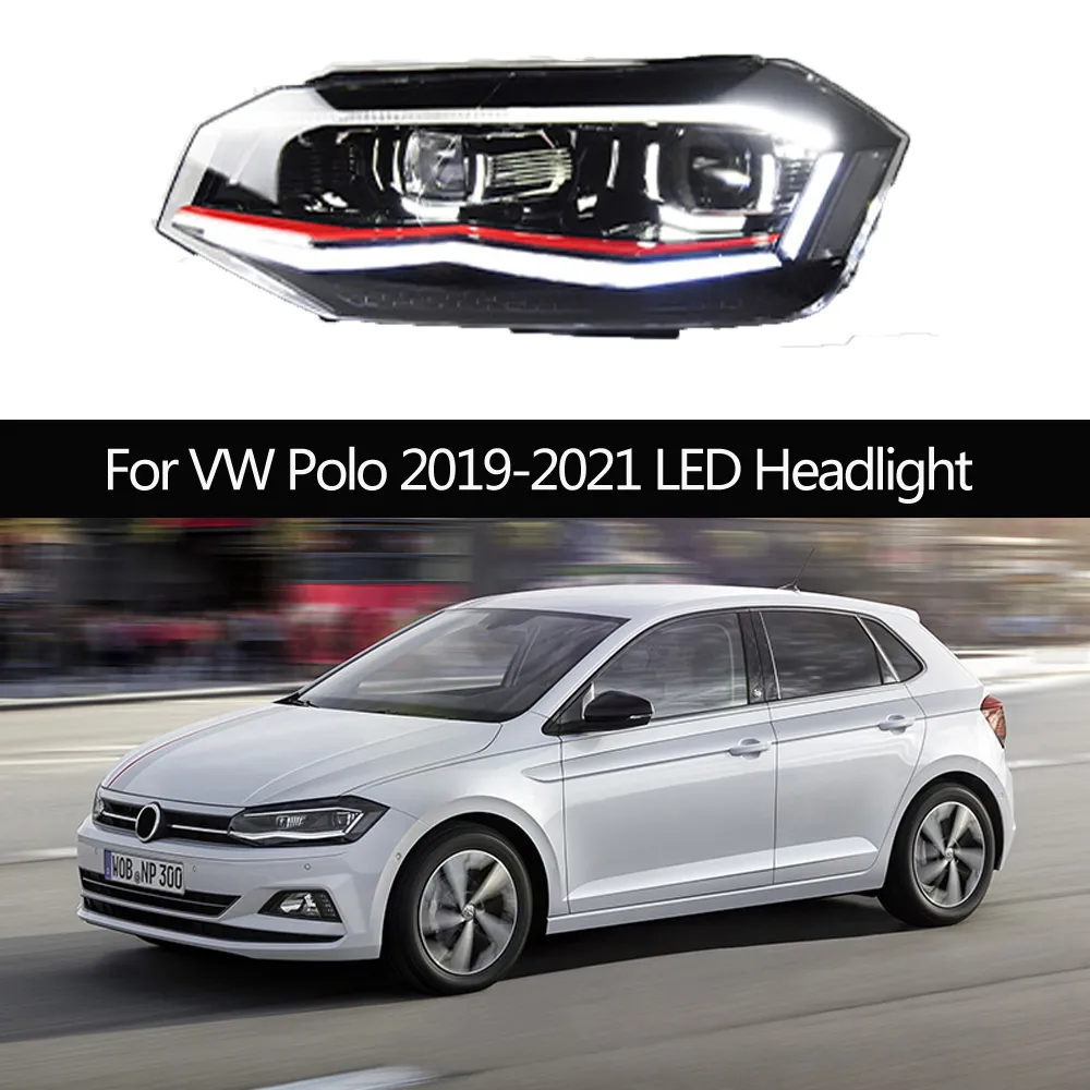 Araba Stil Farları Gündüz Koşu Işıkları VW Polo LED Far Montajı Kafa Aydınlatma Saleti Dinamik Dönüş Sinyali