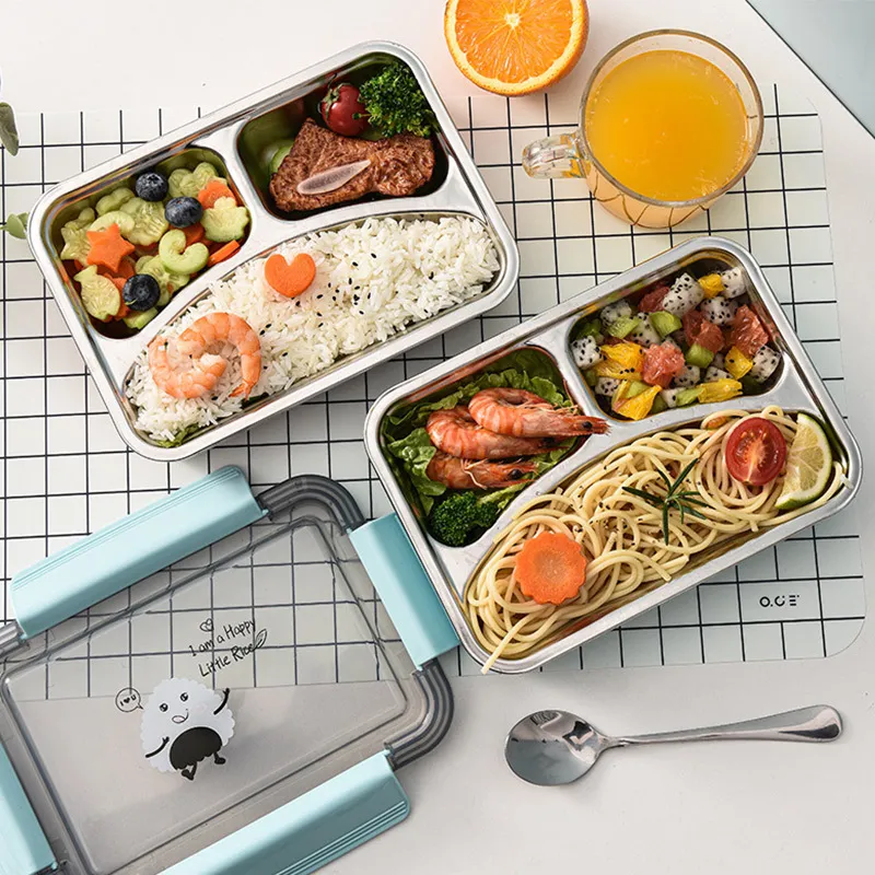 Lunch Boxes 304 Stainless Steel Thermal Lunch Box With Spoon Leak Proof Tableware For Kids Bento Box Food Container Kitchen Accessories 221202