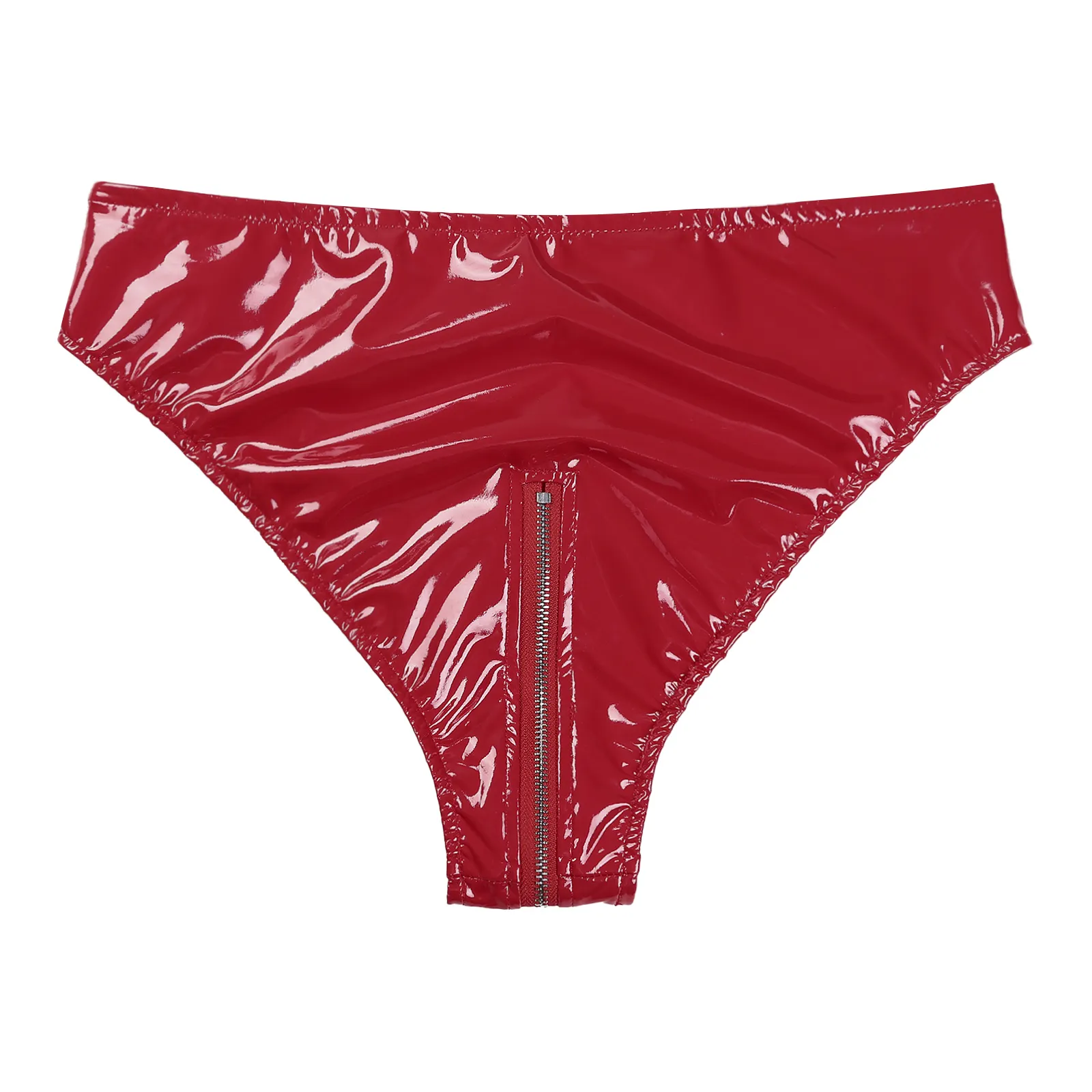 Womens High Waist Thong Wet Look Patent Leather Briefs Clubwear Dance  Panties