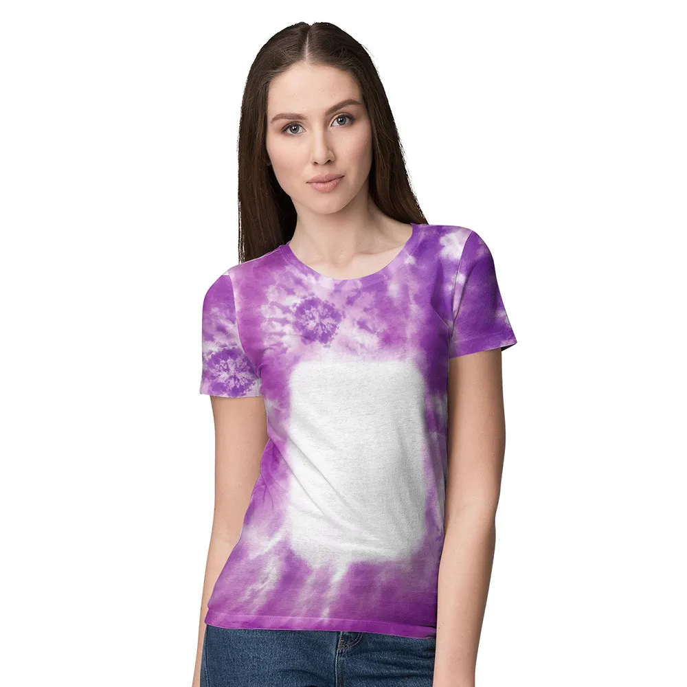 New Sublimation Blank O Neck Tie-Dye Short SleeveT-Shirt Tops Polyester Tees in the Summer For Custom Logo Printing Men Women bb1202