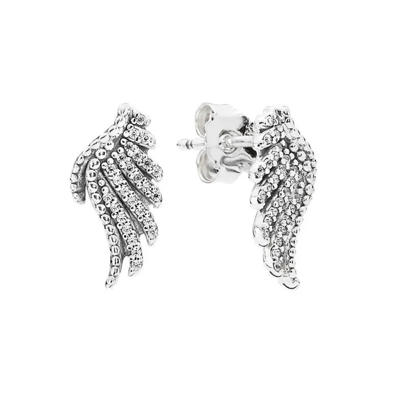 Серьги Sparkling Wings Stud Authentic Sterling Silver с оригинальной коробкой для Pandora CZ Diamond Fashion Wedding Wedding Jewelry для женских девочек Оптовые