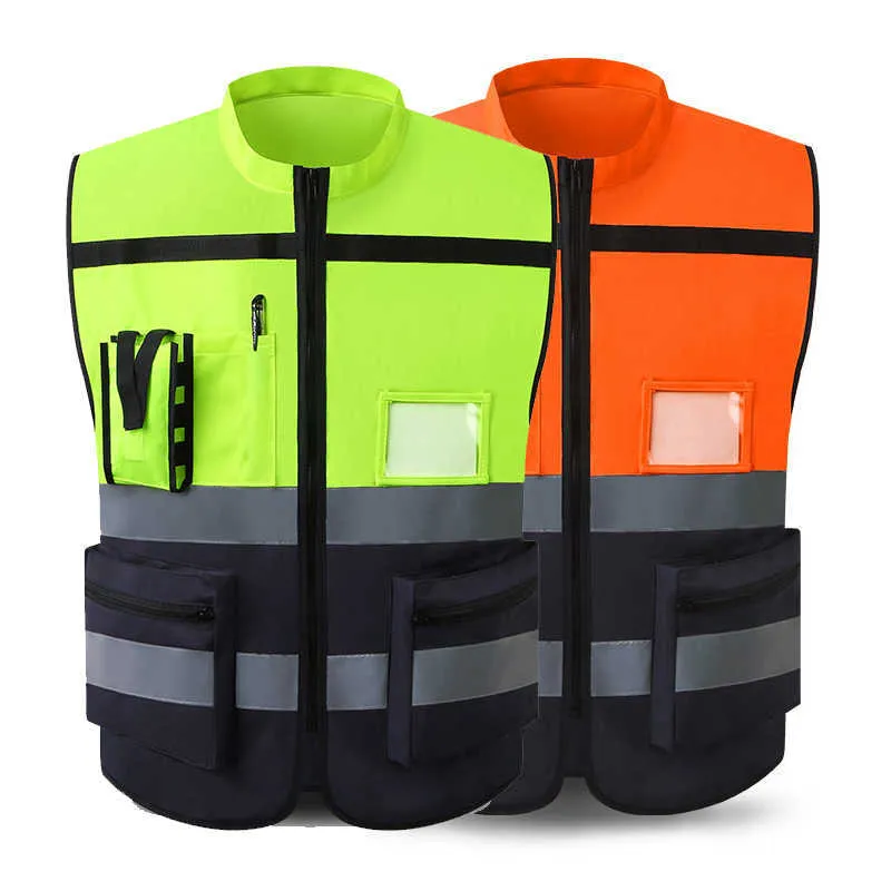 Vêtements de construction Gilet réfléchissant haute visibilité Veste sans manches Homme Vêtements de travail haute visibilité Uniforme Équipement de protection de sécurité Débardeur jaune fluo