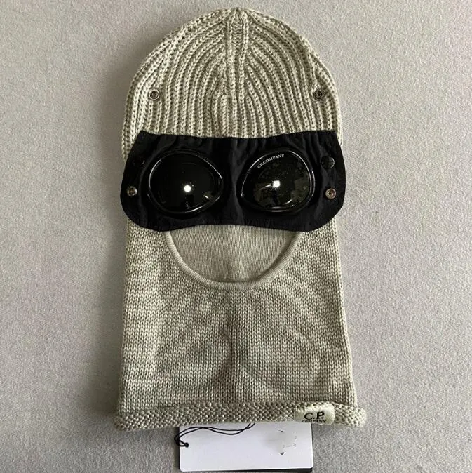 Beanie Bonnet CP 14 Renk Tasarımcı Sonbahar Windbreak Beanies İki Lens Gözlükleri Goggles Hat CP Erkekler Örme Şapkalar Yüz Maske Kafatası Kapakları Açık C