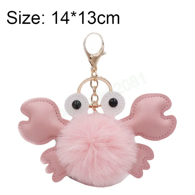 Porte-clés pompon en fourrure de crabe, fausse boule de fourrure de lapin, breloques de sac pelucheux pour femmes