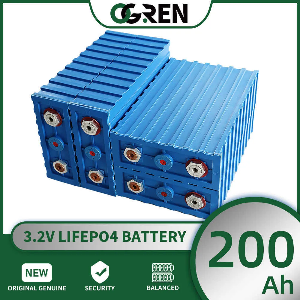 LIFEPO4 Batteri 200AH 3.2V 1/4/8/16/32 st laddningsbart litiumjärnfosfat Batteripaket DIY 12V 24V 48V RV Båtsolsystem