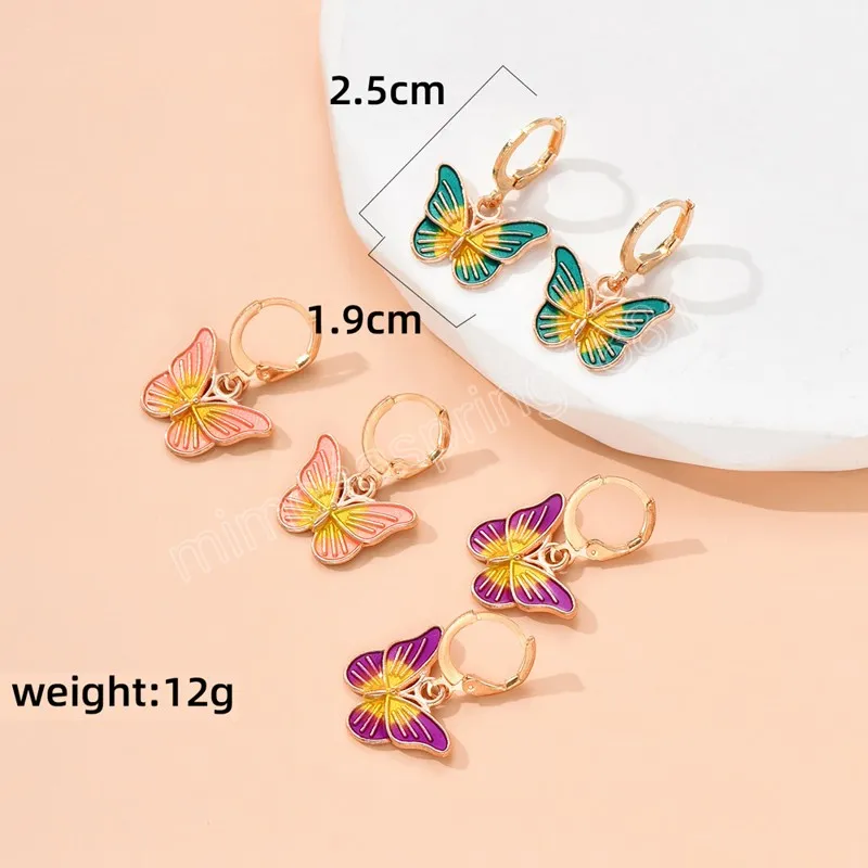 3 par Retro Butterfly Huggies Hoop Earrings Set för Women Girls Drop Earrings Party Jewelry Bijoux