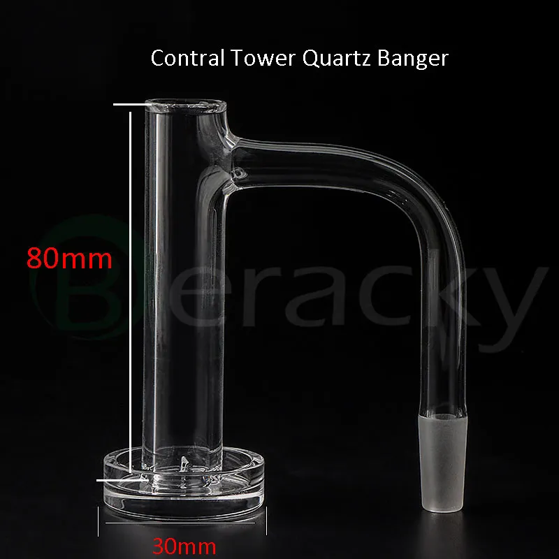 Helsvetsade röktillbehör Fasad kant Contral Tower Quartz Banger 80mm Höjd Hink Sömlös Svetsad Kvartsspik För Dab Rig Glas Water Bong Pipes