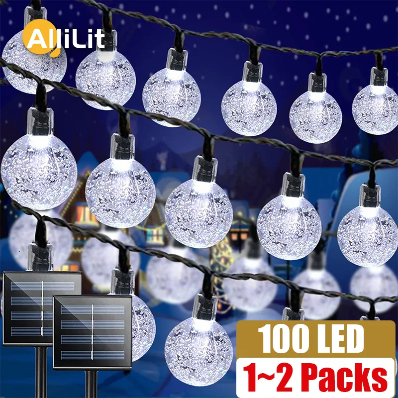 Tuindecoraties 12Packs 100 LED Solar Light Outdoor IP65 Waterdichte String Fairy Lampen slingers Kerstmis decoratie 12m 221202