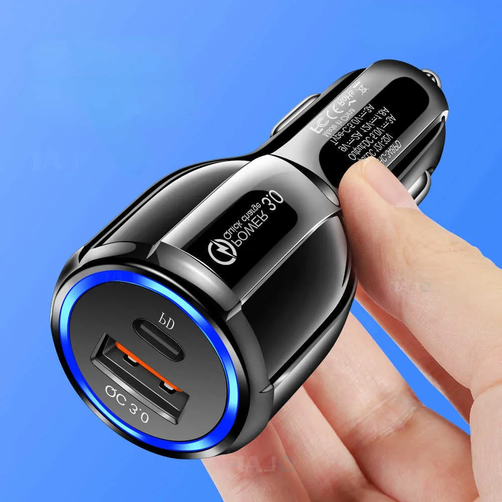 PD USB Car Charger Type C Fast Charging Car Phone Charger QC3.0 5V3A محول في السيارة لـ iPhone Redmi