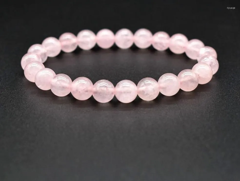 Strand Natural Pink Crystal 8mm stretch armband Dames Elegante sieraden