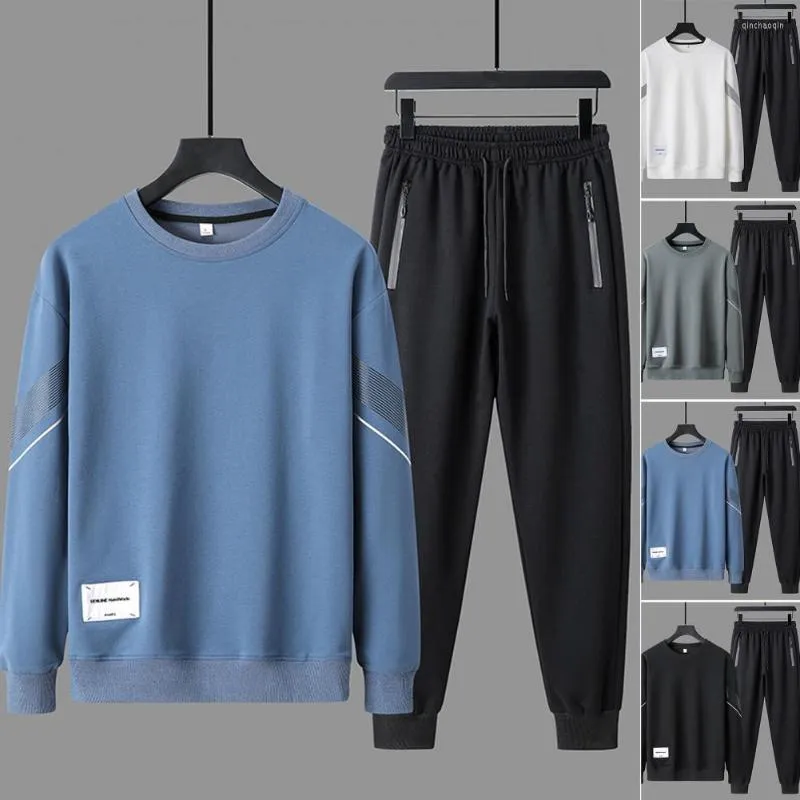 Vêtements de sport pour hommes, tenue Super douce, col rond, sweat-shirt, pantalon de survêtement pour le travail, haut et pantalon