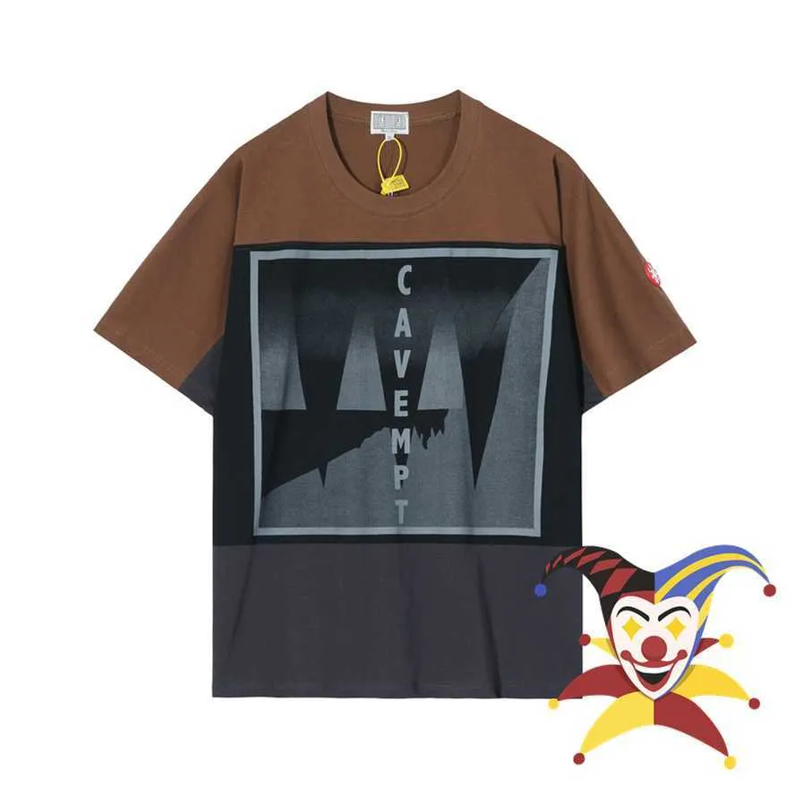 T-shirt da uomo Patchwork Cav Empt T Shirt Uomo Donna Best-Quality Oversize Marrone CAVEMPT C.E T-shirt TopsTee T221202