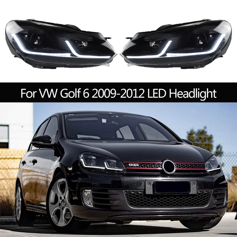 Car Headlights Assembly Dynamic Streamer Turn Signal Lighting Accessories For VW Golf 6 LED Headlights Front Lamp