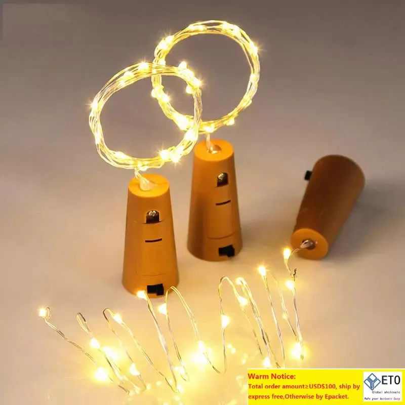 2M 20LEDS LED String Light Cork Formed Bottle Stopper LED Batterisljus Glas koppartrådsträng Ljus för Xmas Party Wedding Decor