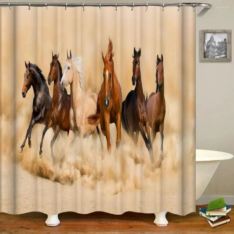 Rideaux de douche lion de chevaux 3d imprime zèbre éléphant salle de bain étanche en polyester décoration en tissu 180 240 cm rideau