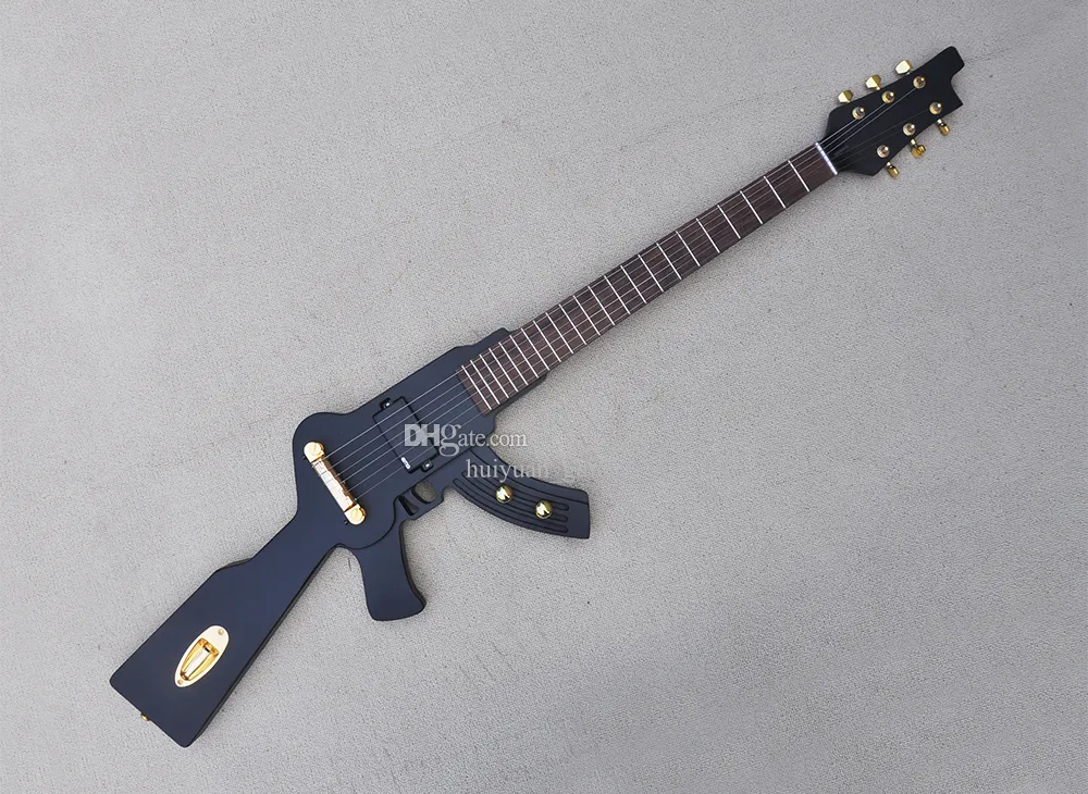 Matt svart pistolformad elektrisk gitarr med Rosewood Fingerboard EMG -pickup kan anpassas som beg￤ran