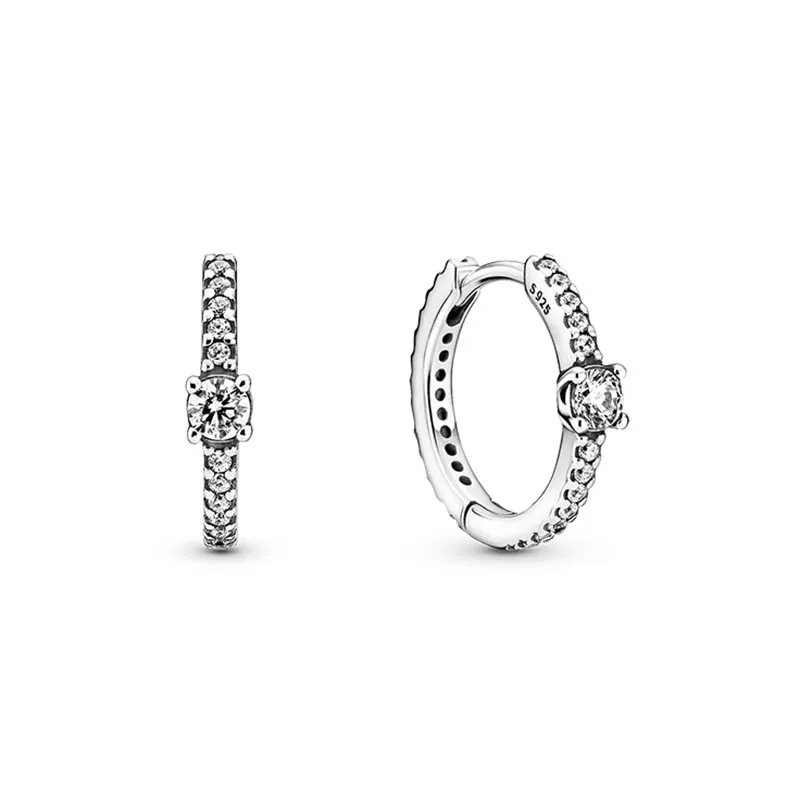 Sparkling hoepel oorbellen authentiek sterling zilver met originele doos voor pandora cz diamant bruiloft cadeau sieraden oorbel set voor vrouwelijke meisjes