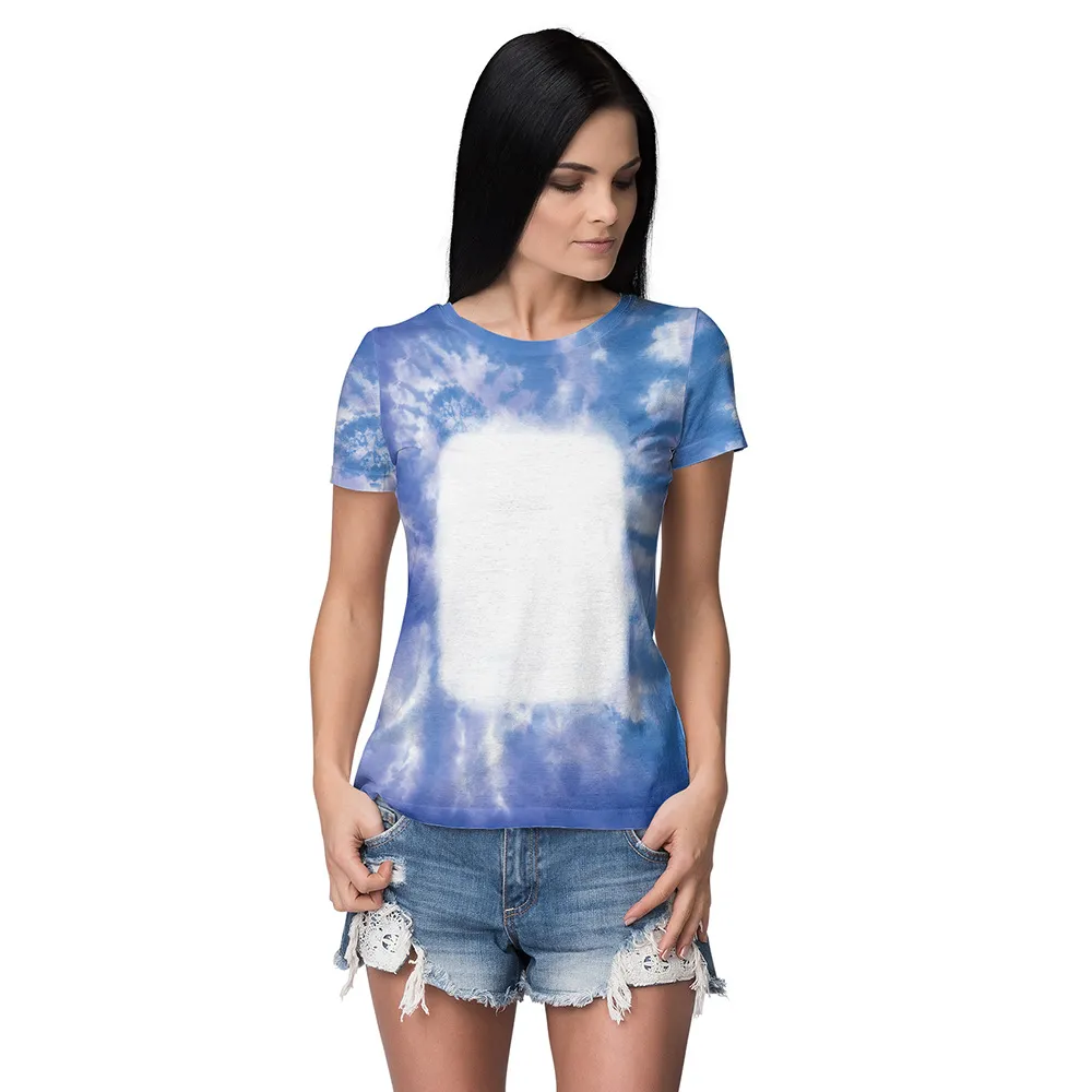 New Sublimation Blank O Neck Tie-Dye Short SleeveT-Shirt Tops Polyester Tees in the Summer For Custom Logo Printing Men Women bb1202