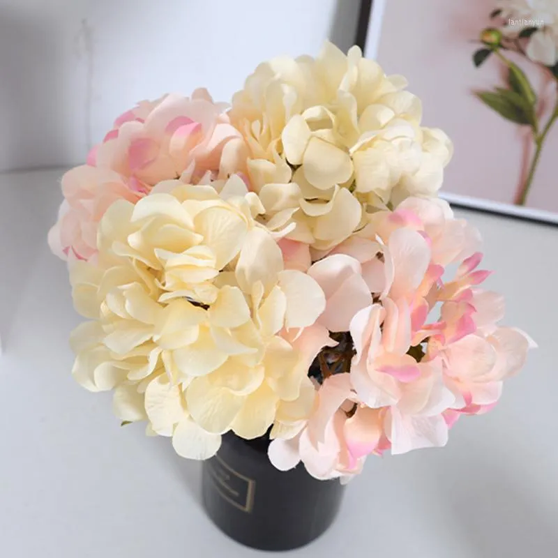 Flores decorativas simulaci￳n floral hortensia hoja de flores de seda para bricolaje