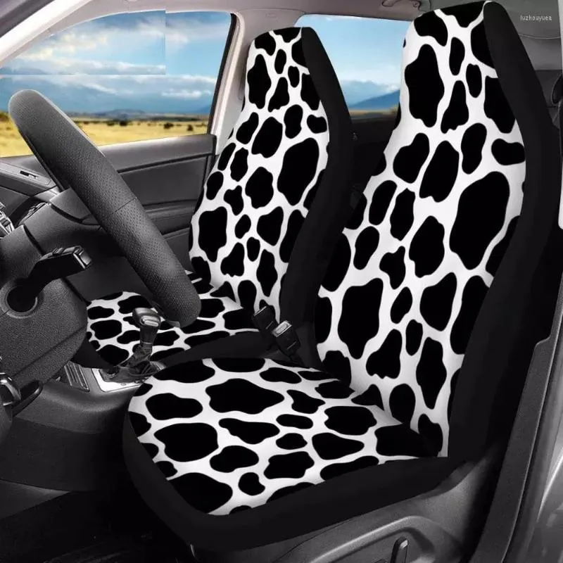 Stol täcker rolig ko/zebra/leopardtryck design 2 st/set bilstolskydd set universal auto/fordon/SUV Front Protector Case Anti Dirty