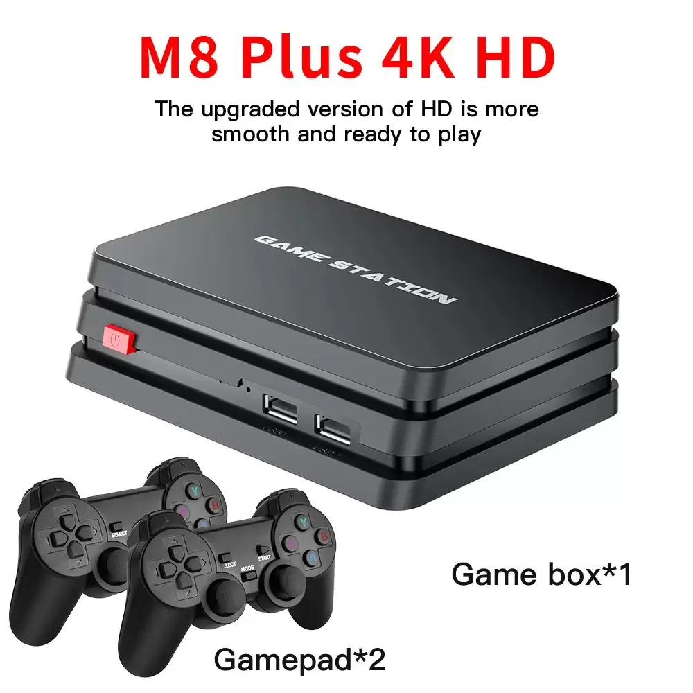 HDMI 4K TV Nostalgia Game Stick 64G 10000+ Game Video Game Consoles + 2×  Wireless Gamepad