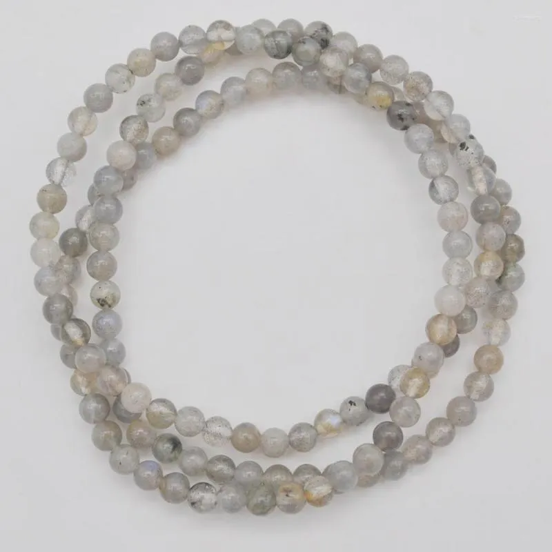Strand 4mm labradorite sten runda pärlor armband halsband sträcka 22 tum smycken för present G740