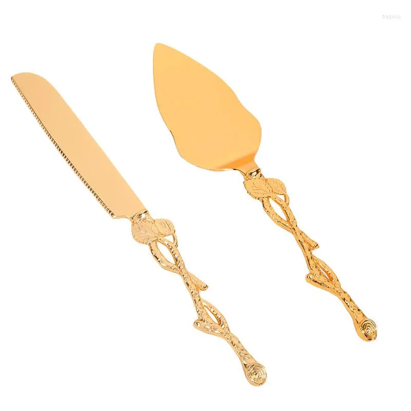 Dinnerware Sets European Western Restaurant El Home Zinc Alloy Pizza Pastry Shovel Gold Two-Piece Set Birthday Cake