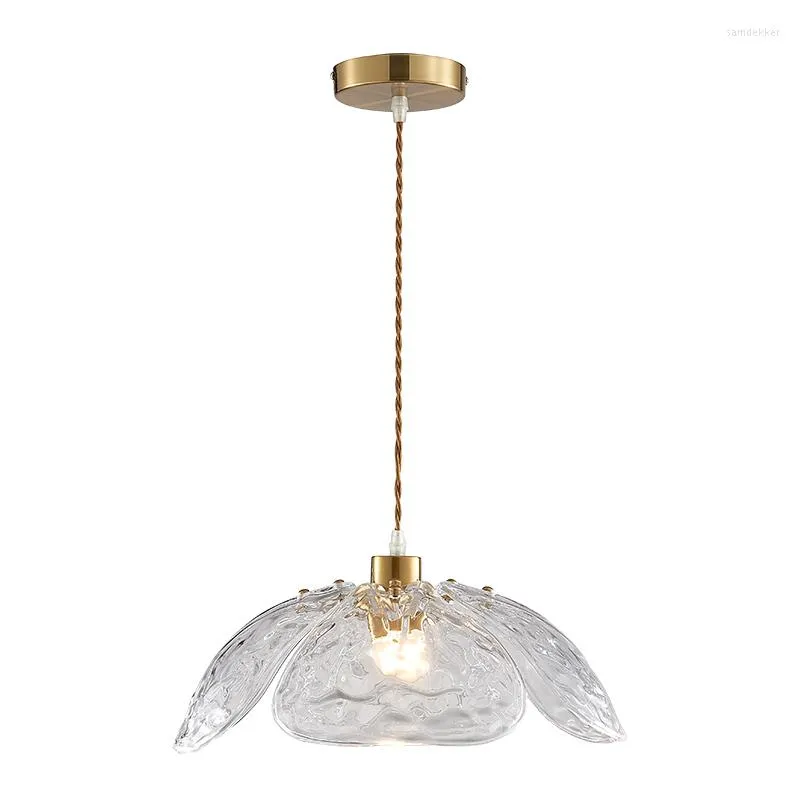 Pendant Lamps Light Luxury Glass Chandelier French Retro Floating Window Aisle Postmodern Romantic Bedroom Bedside Lamp