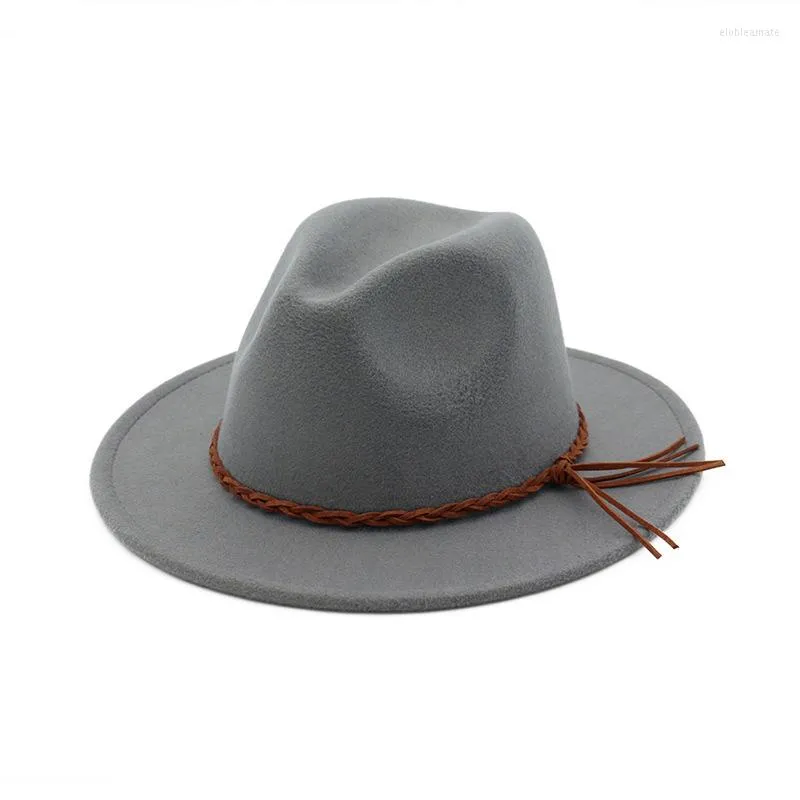 Boinas de alta qualidade homens homens lã plana lã Felta jazz fedora chapéu britânico chapéu retro lady trilby com corda outono inverno 10 cores