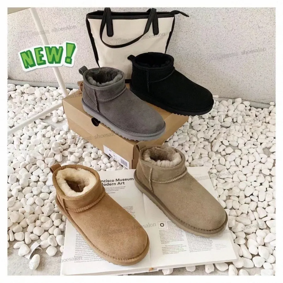 Australien Australian Classic Warm Boots Dam Mini Half Snow Boot USA GS 585401 Vinter Full päls Fluffig lurvig Satin Hot Ankel Bootss Stövlar wggs wgg