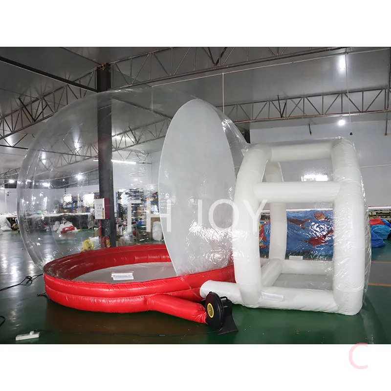 outdoor activities 5m long big Transparent inflatable dome bubble tent snow globe with tunnel Christmas decoration balloon235W