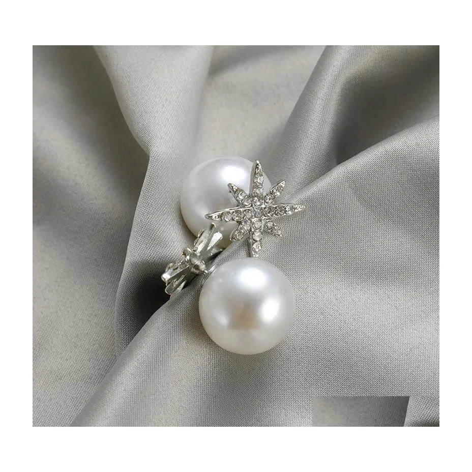 Stud mode sieraden stud oorbellen FL Diamond Rhinstone Faux Pearl Drop levering Dhkmo