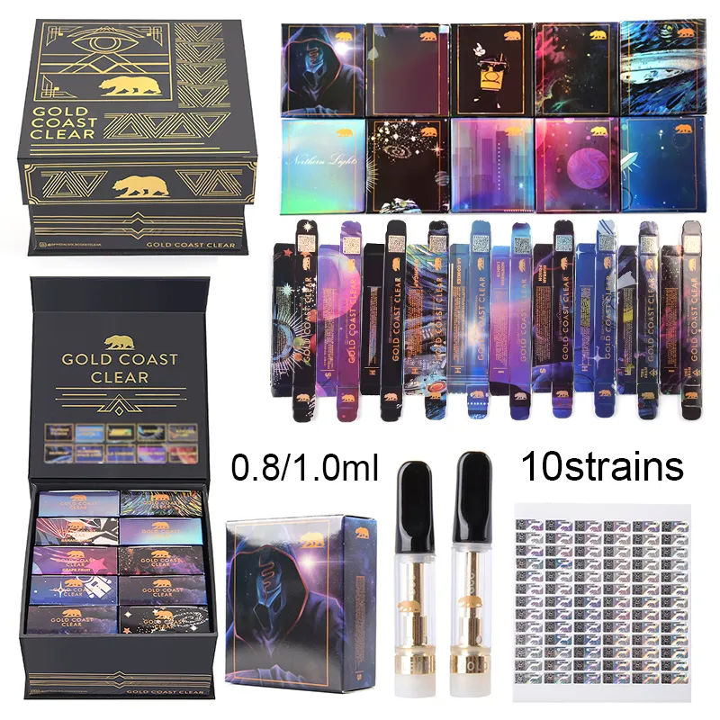 GCC 0,8 ml 1,0 ml Atomizers Edition Black Editions Gold Coast Clear Vape Wase Packaging Gruby zbiornik szklany 20strains