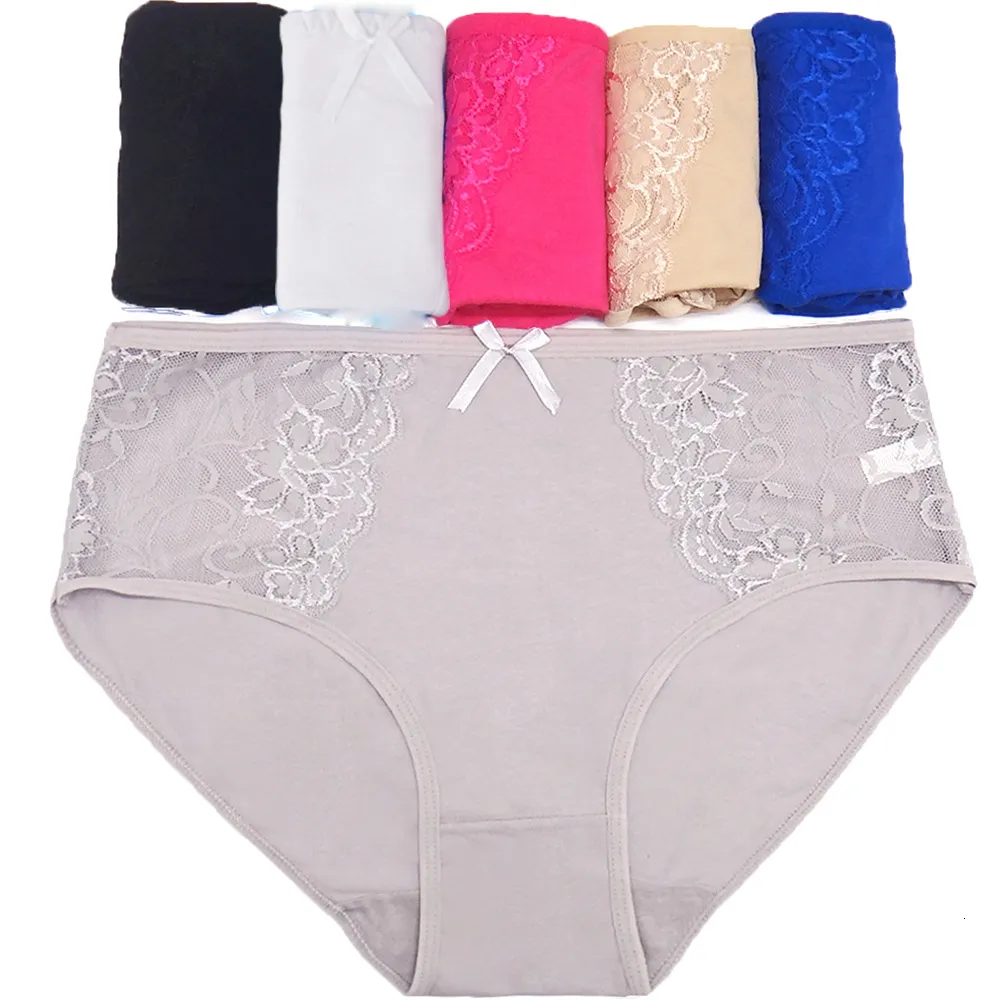 Women's Panties Women Lace Edge Cotton Plus Size Big Ladie Panties Briefs for Women 6PCS Pack Underwear 2XL 3XL 4XL 221202