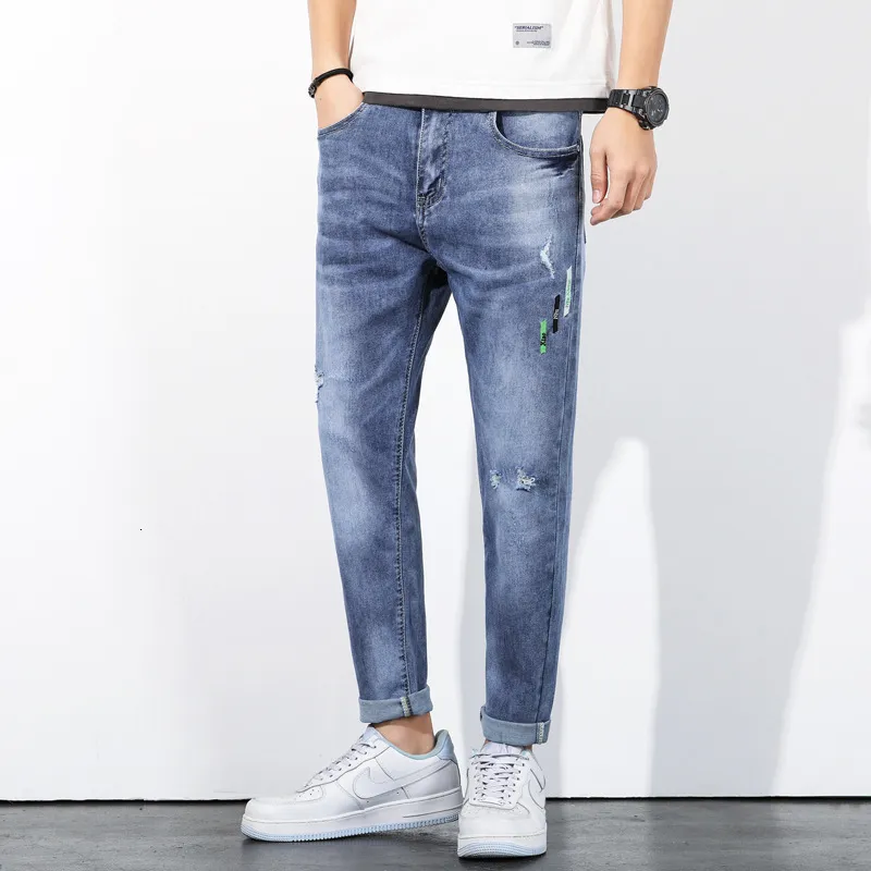 Men's Jeans Fashion Casual Cotton Colos Pants Slim Fit Panst High Quality Ripped for Clothes 221201